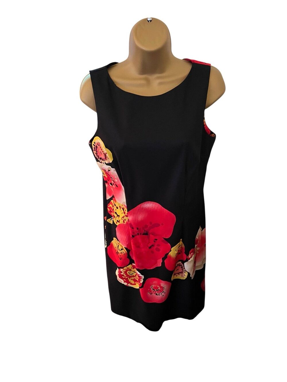 AB Studio Sleeveless Floral Sheath Dress Black 10